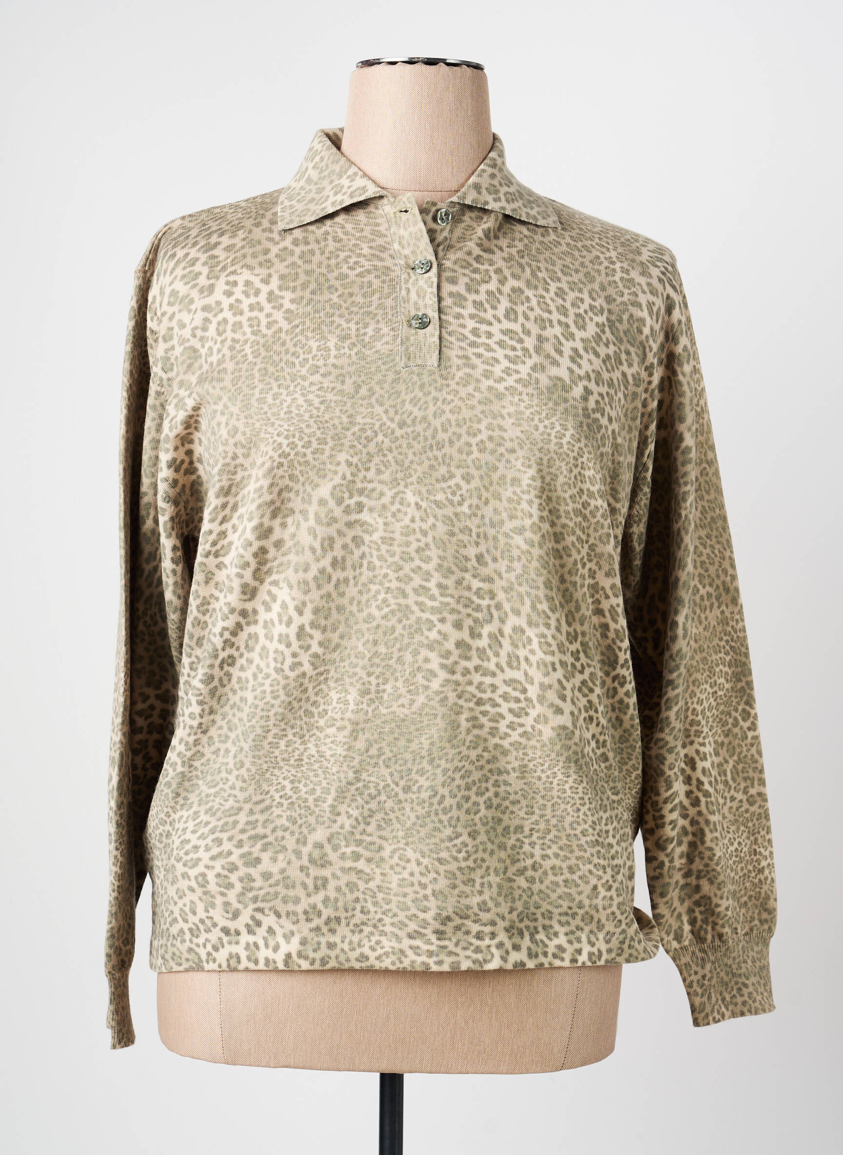 Polo stretch manches longues vert ELLEMME femme