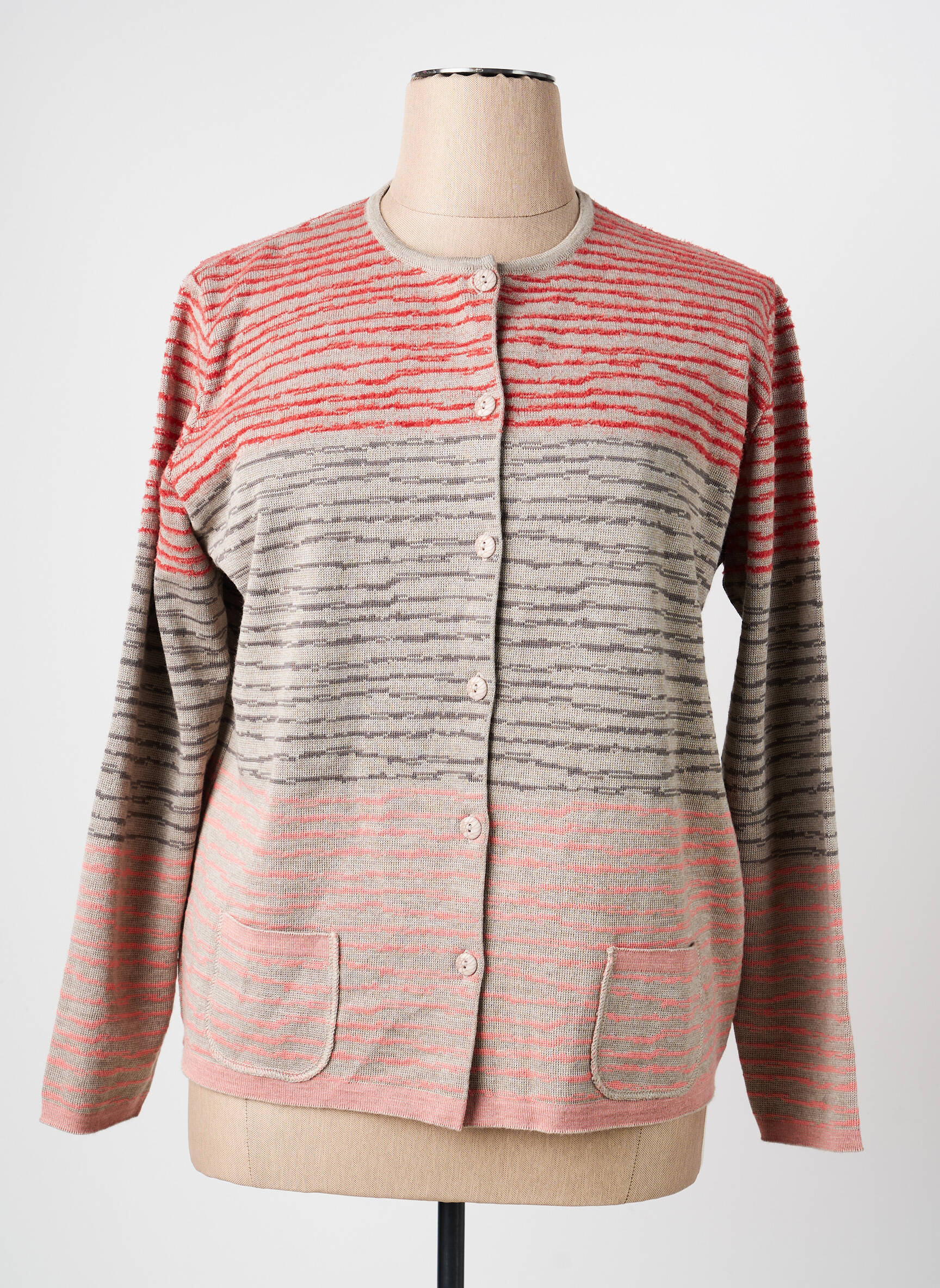 Gilet manches longues col rond rose I.ODENA femme