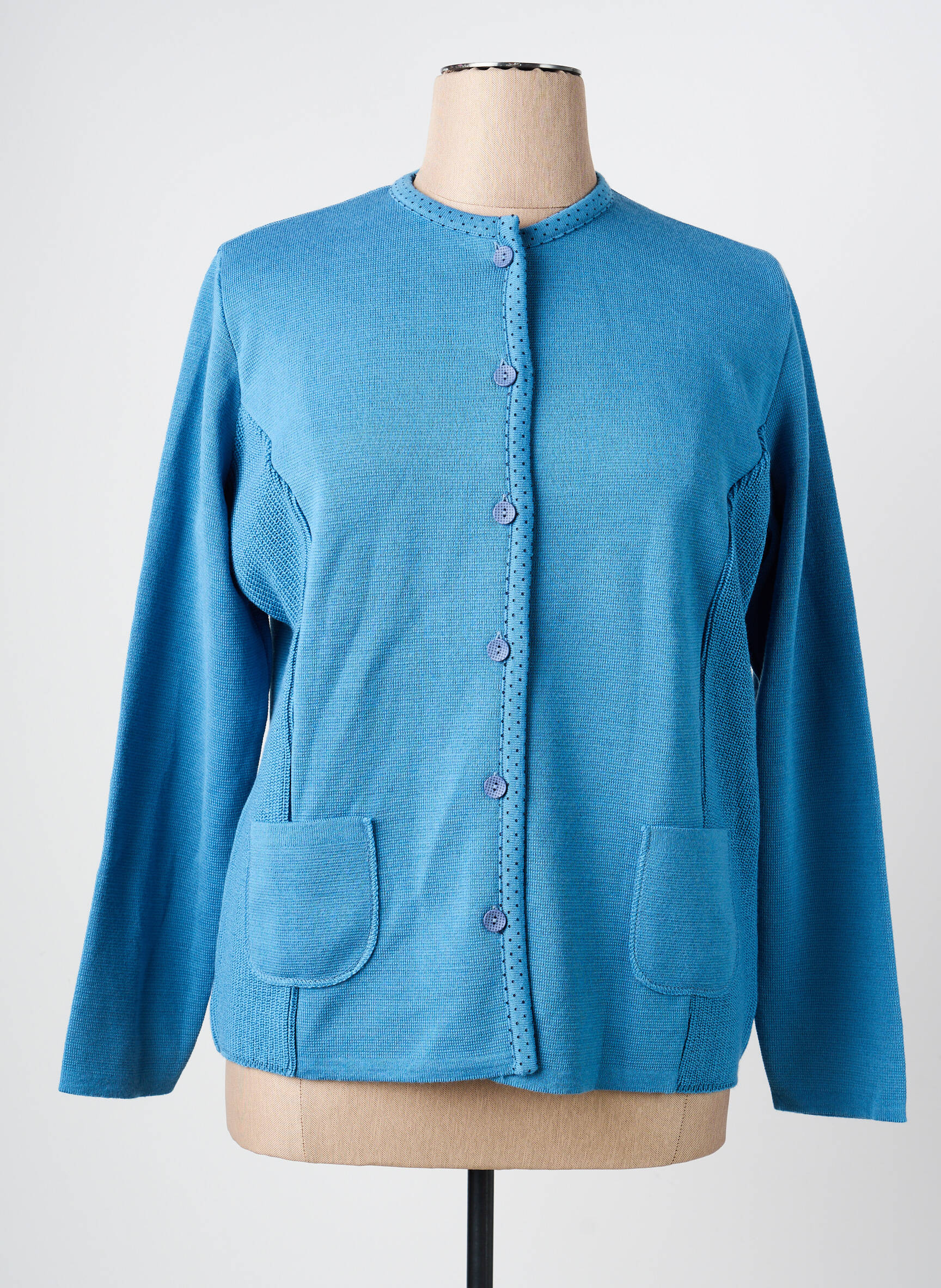 Veste casual col rond bleu I.ODENA femme