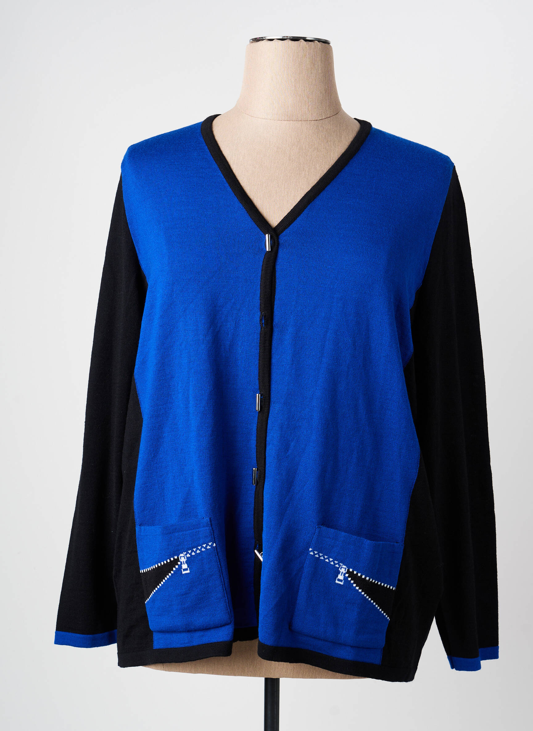 Gilet manches longues stretch bleu PAUPORTÉ femme