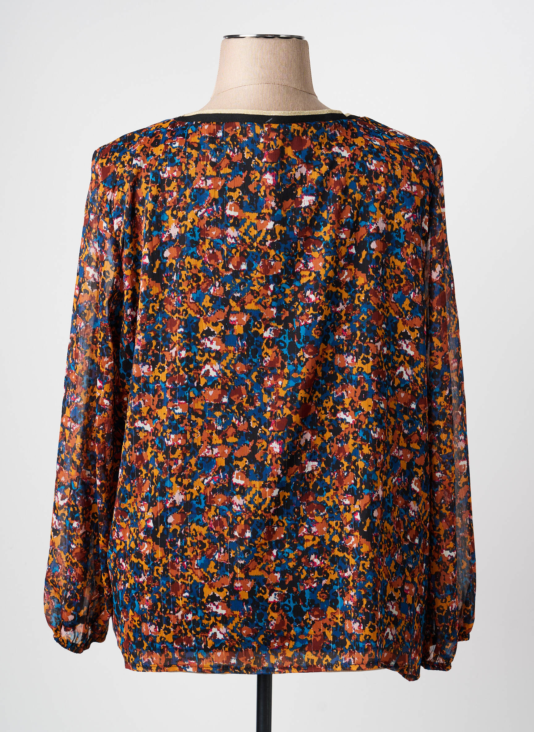 Blouse imprimé fantaisie manches longues marron CHRISTINE LAURE femme