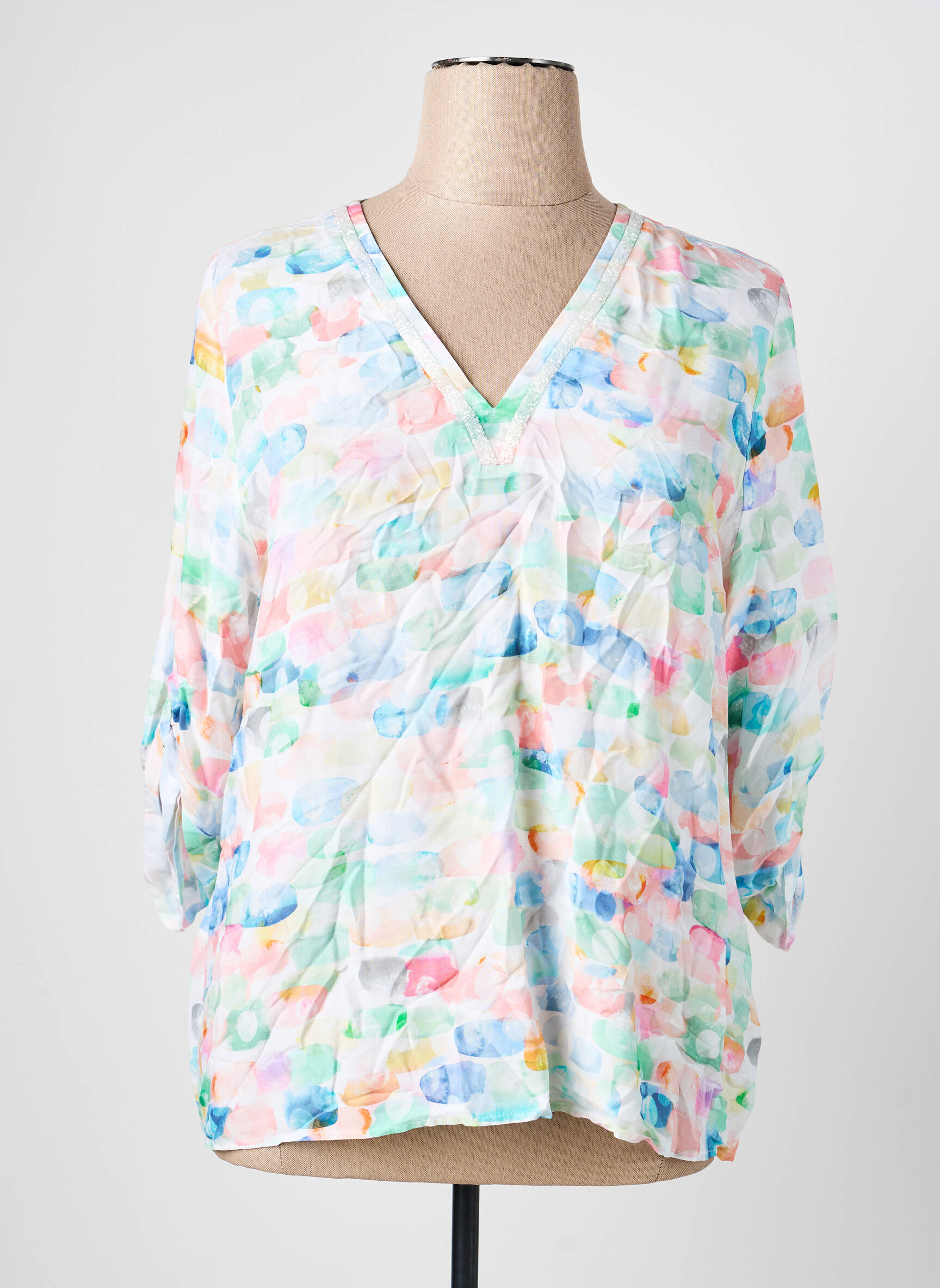 Blouse tissage popeline manches longues bleu THOMAS RABE femme