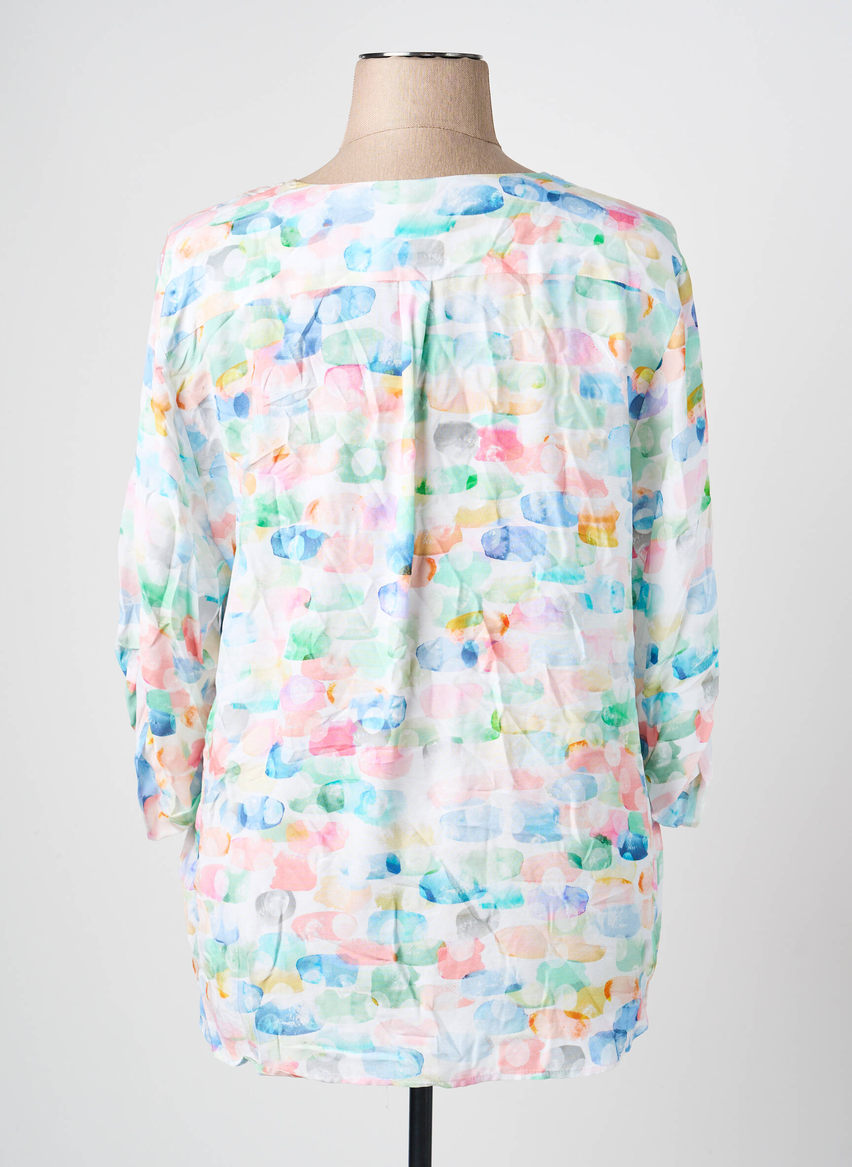 Blouse tissage popeline manches longues bleu THOMAS RABE femme