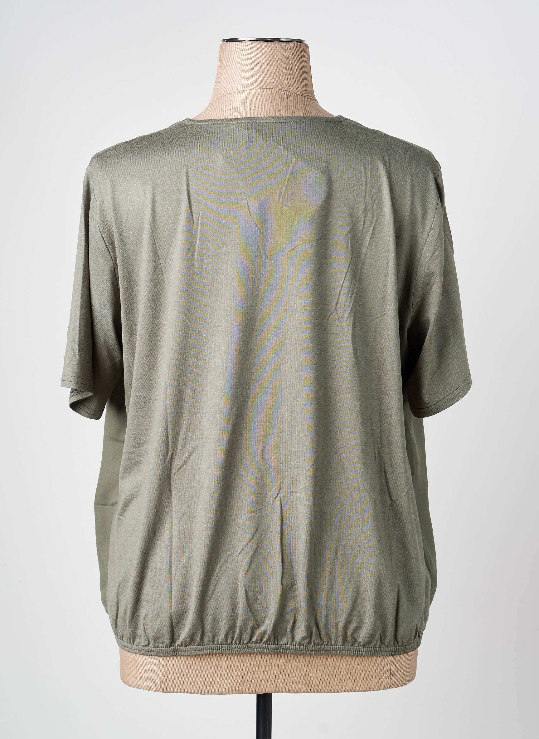 Top tissage crêpe manches courtes vert FRANK WALDER femme