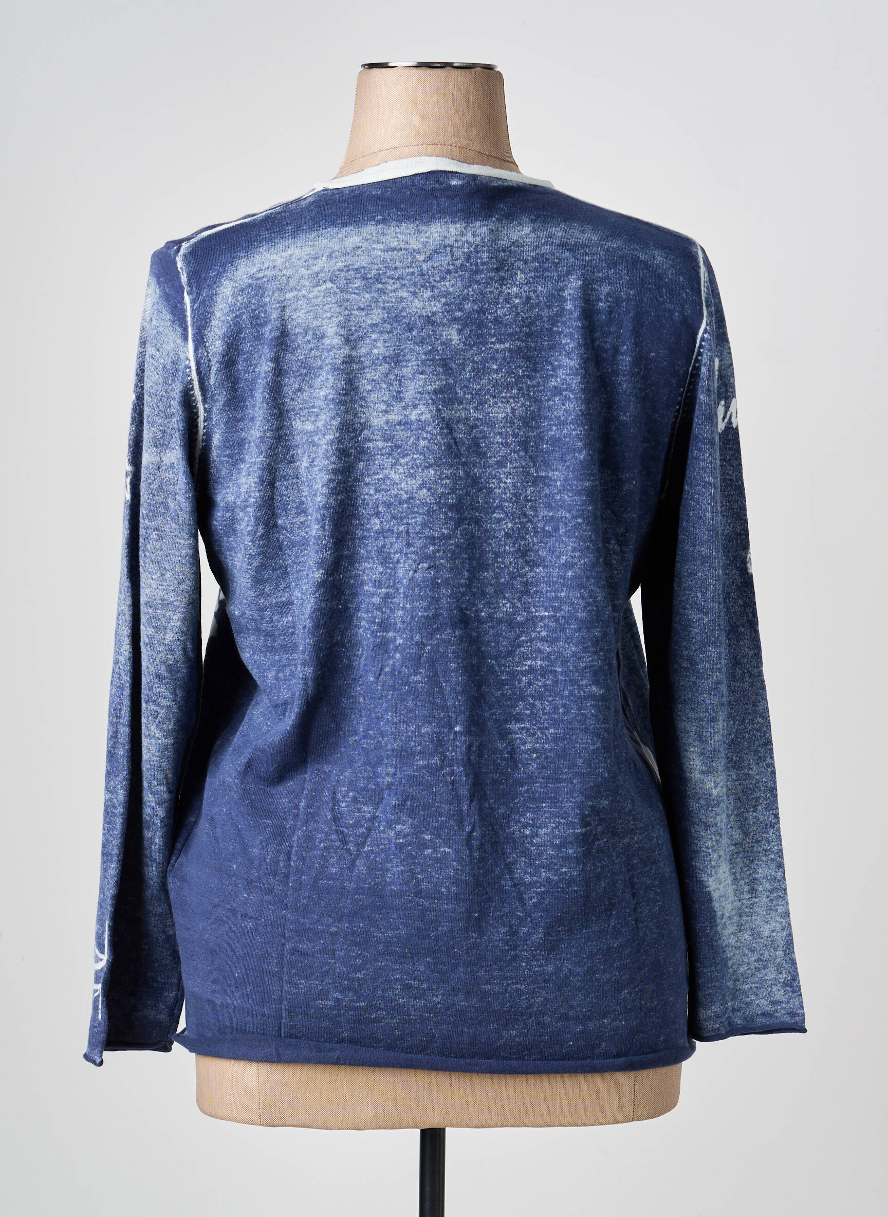 Gilet manches longues col rond bleu THOMAS RABE femme
