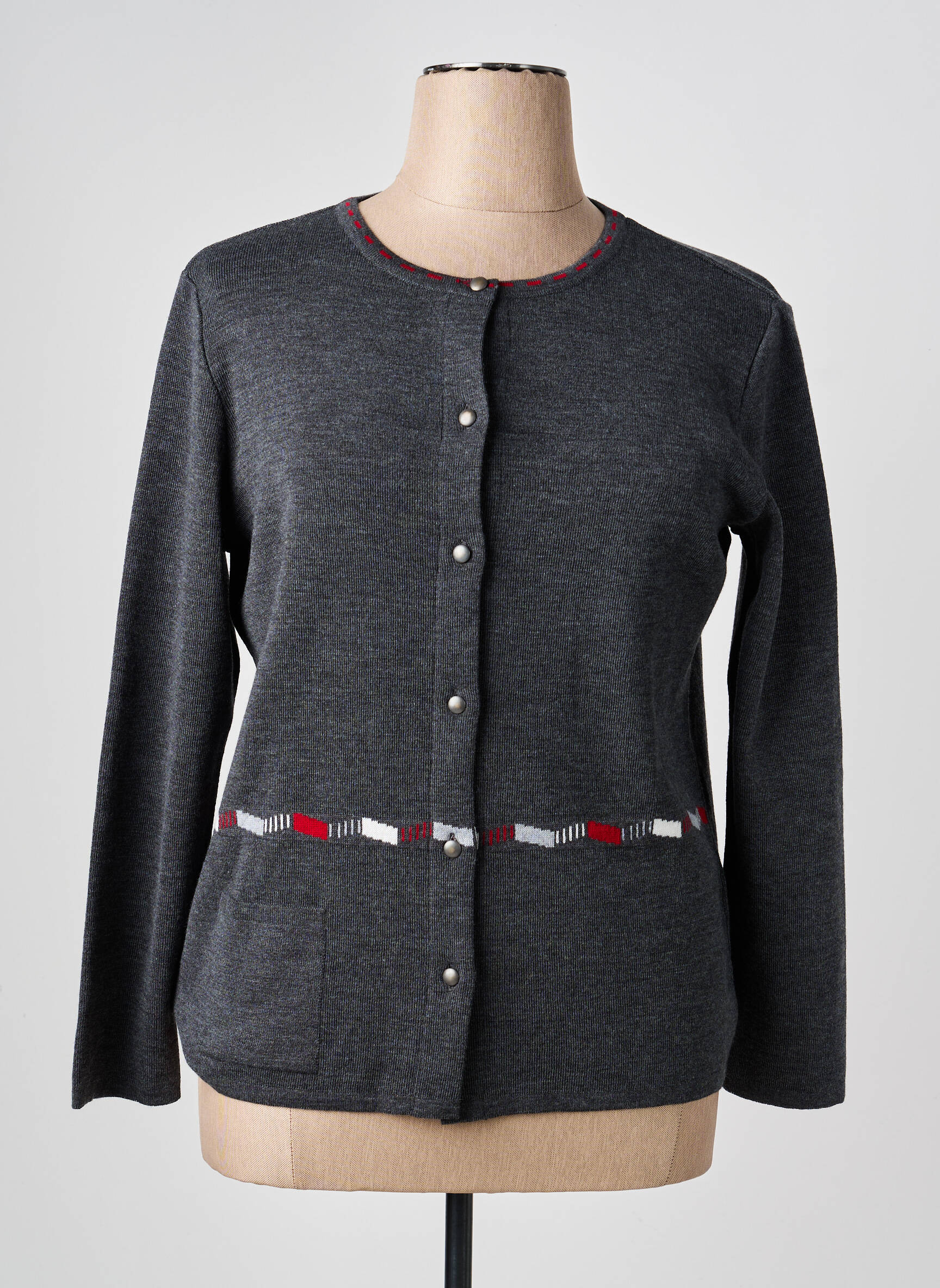 Gilet manches longues col rond gris TELMAIL femme