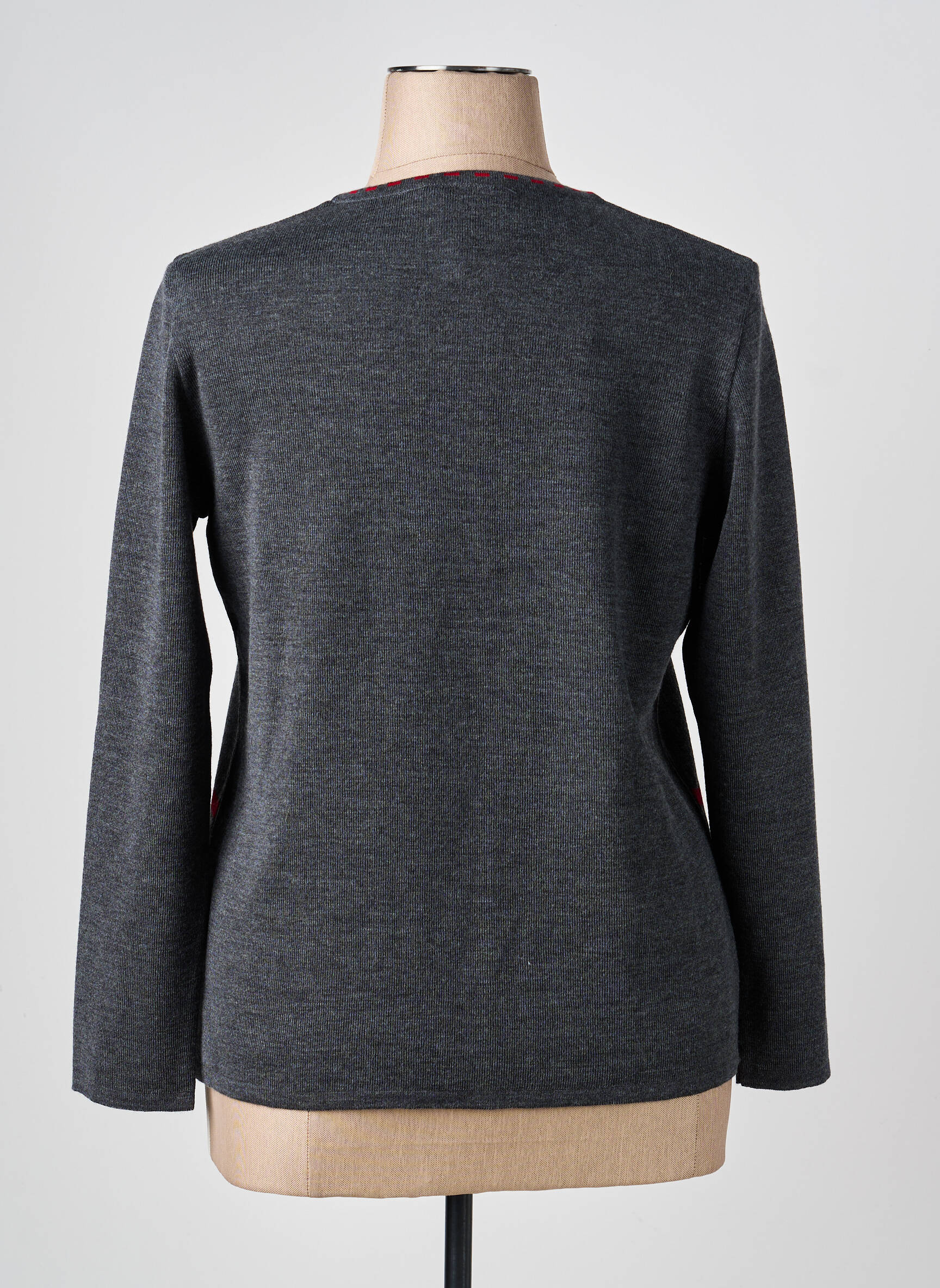 Gilet manches longues col rond gris TELMAIL femme
