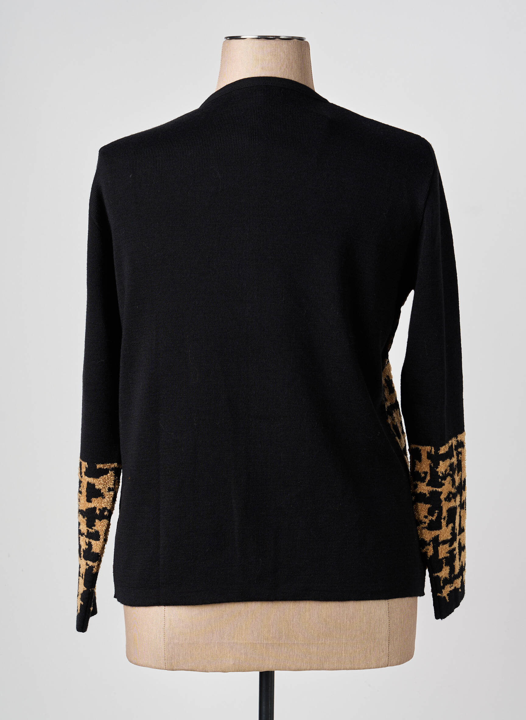 Gilet manches longues col rond noir I.ODENA femme
