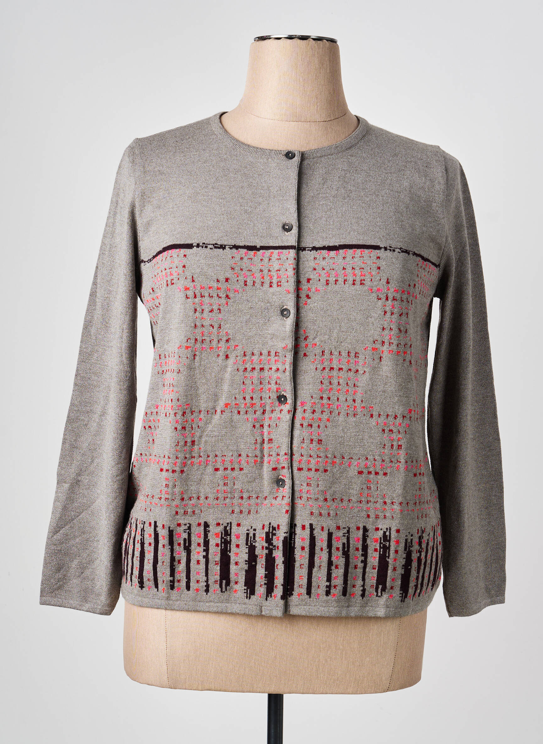 Gilet manches longues col rond gris TELMAIL femme