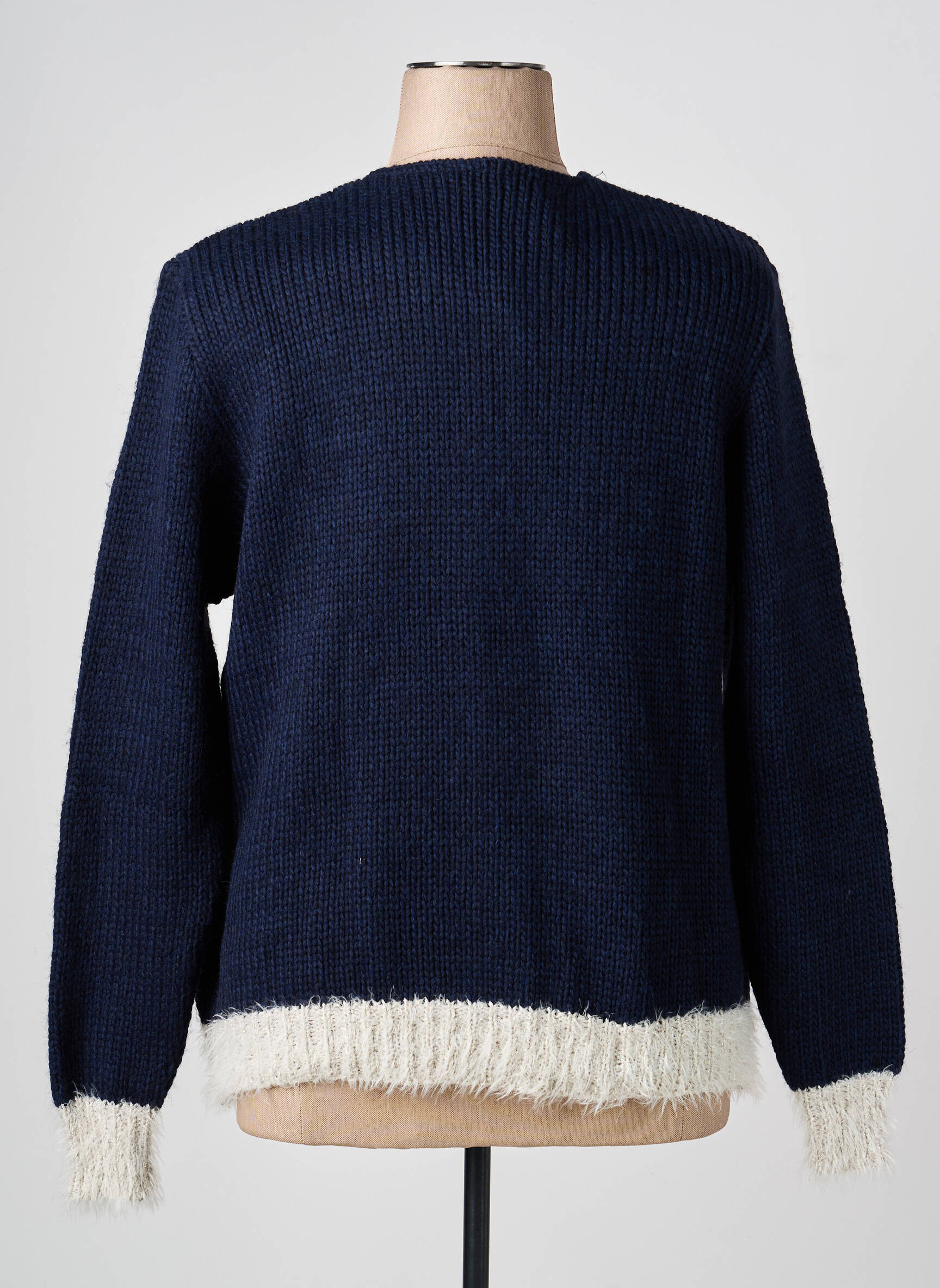 Gilet manches longues col rond bleu GRIFFON femme