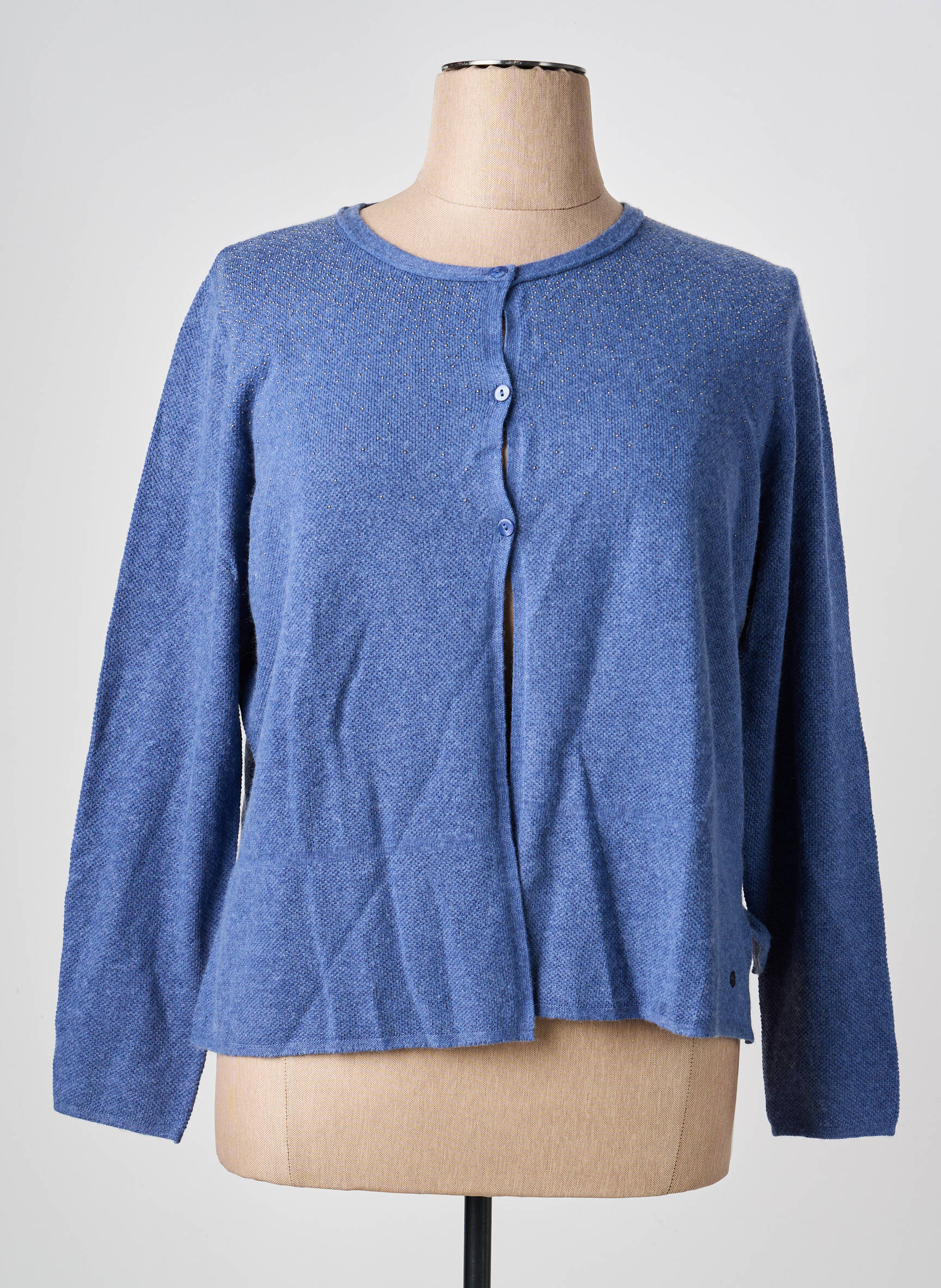 Gilet manches longues col rond bleu OLSEN femme