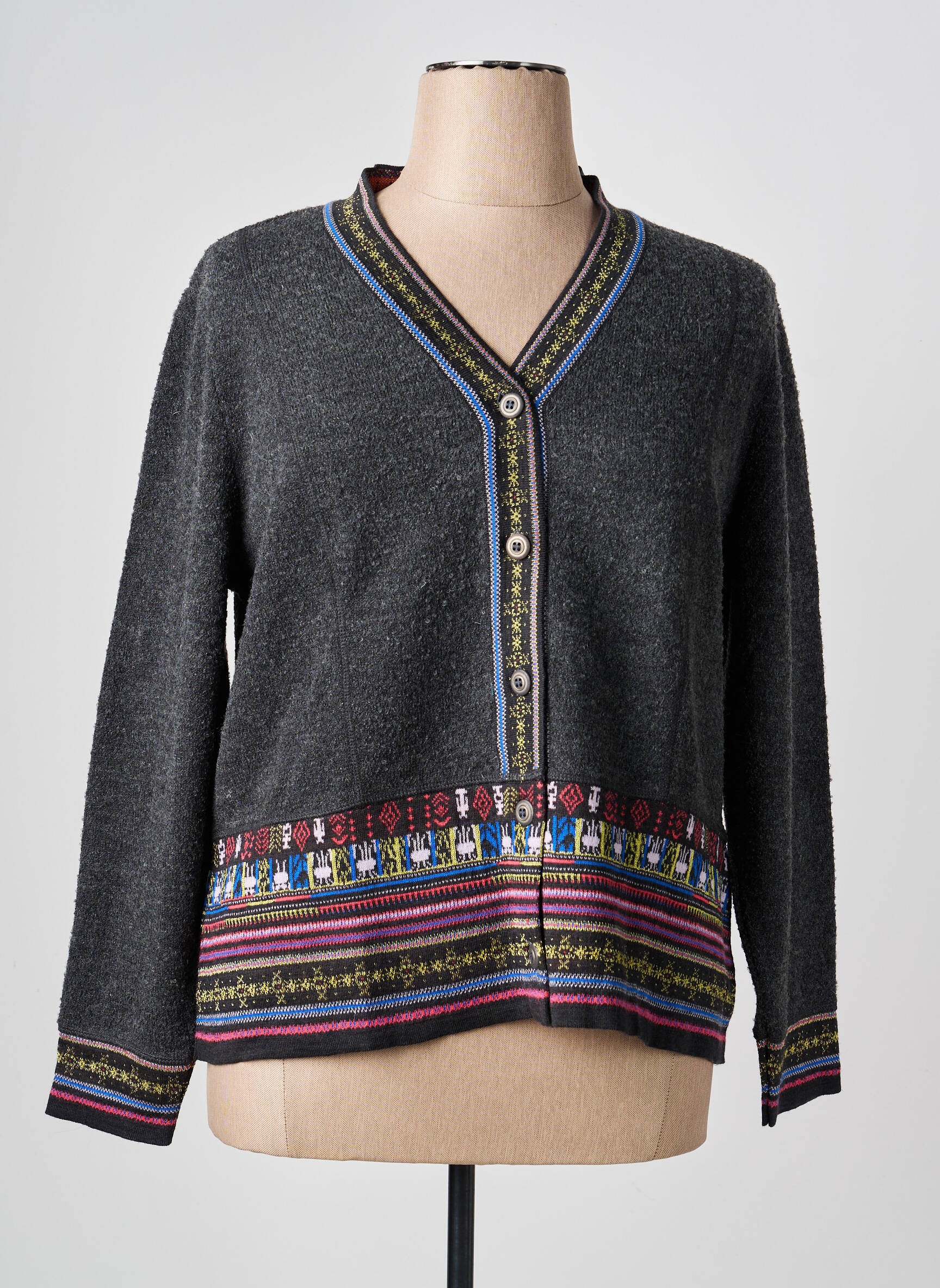 Gilet manches longues stretch gris PAUPORTÉ femme