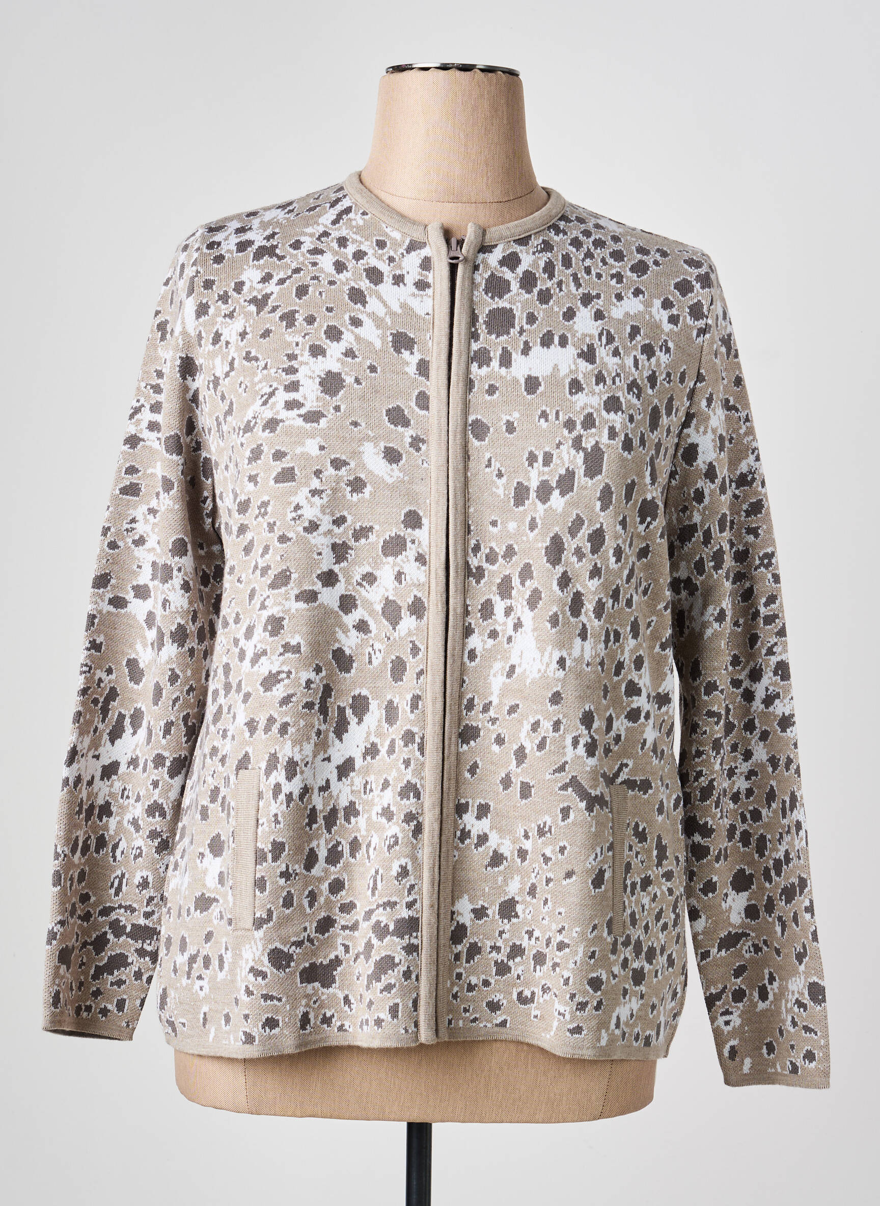 Veste casual col rond gris I.ODENA femme