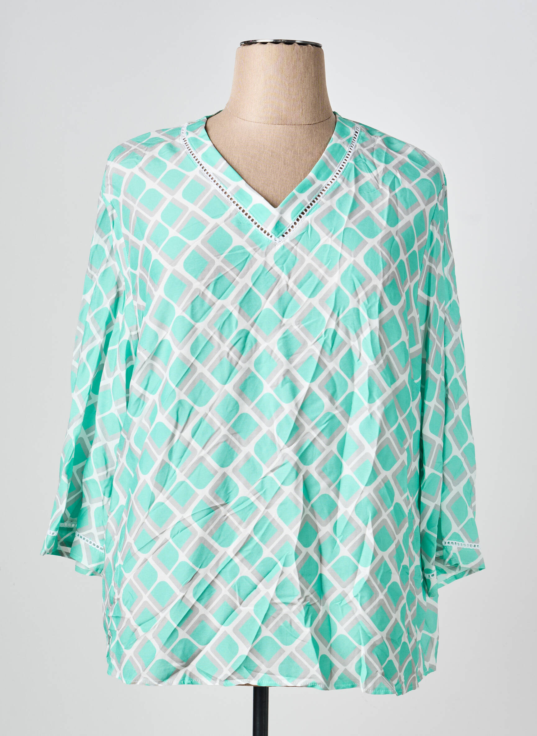 Blouse tissage popeline manches longues bleu FRANK WALDER femme