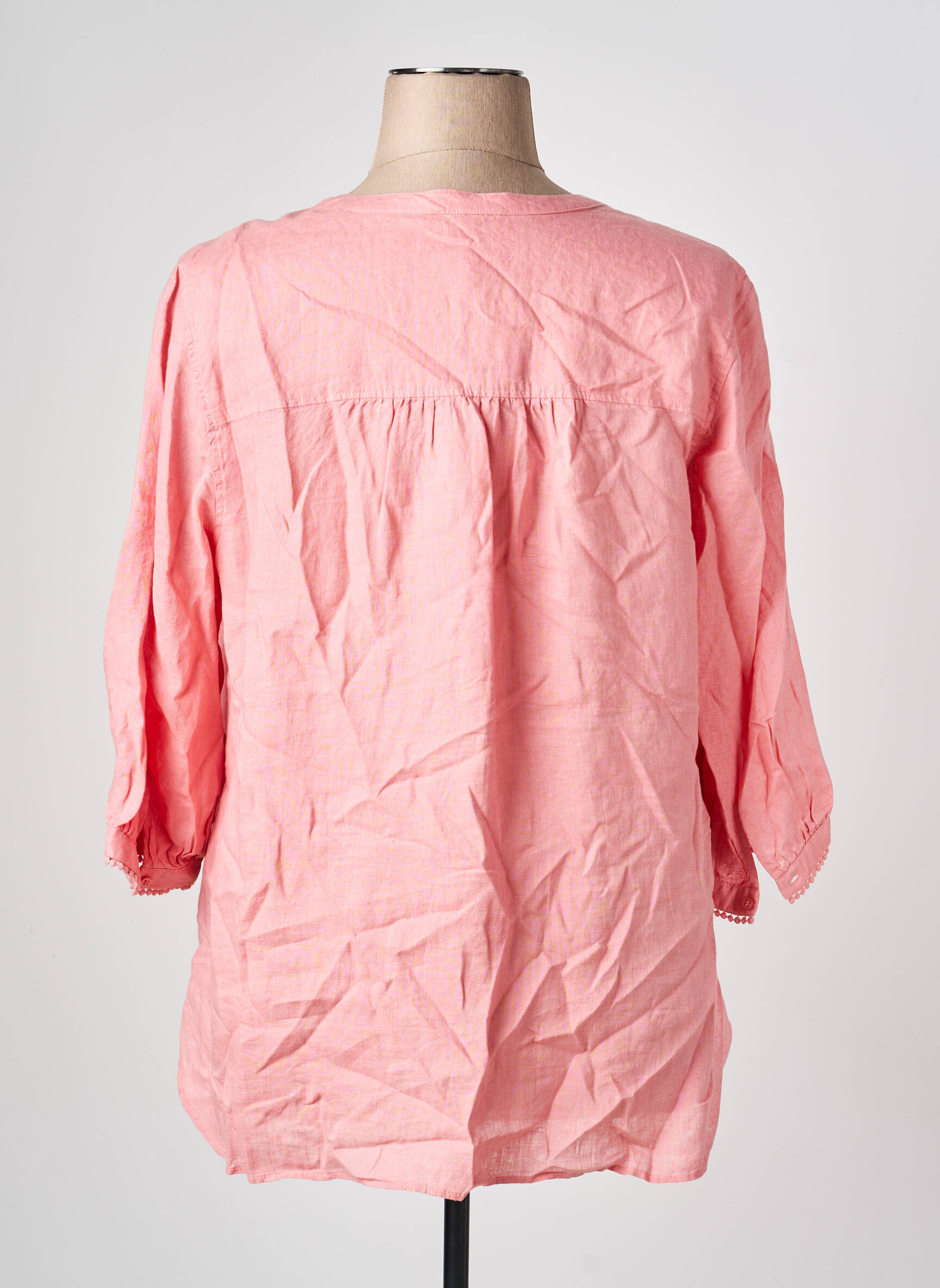 Chemisier tissage popeline manches longues rose OLSEN femme