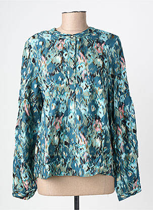 Blouse tissage popeline manches longues vert GARCIA femme