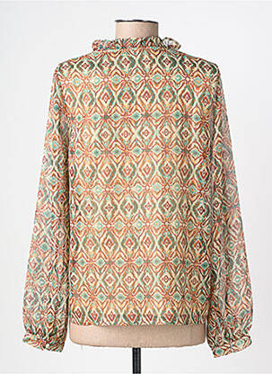 Chemisier tissage crêpe manches longues vert GEISHA femme