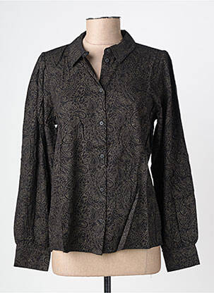 Chemisier coupe cintrée manches longues noir GEISHA femme
