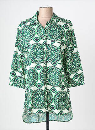 Chemisier imprimé fantaisie manches 3/4 vert GEISHA femme