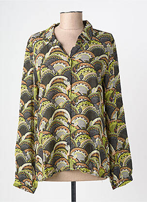 Chemisier tissage crêpe manches longues vert GEISHA femme