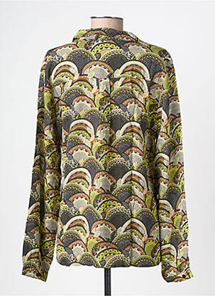 Chemisier tissage crêpe manches longues vert GEISHA femme