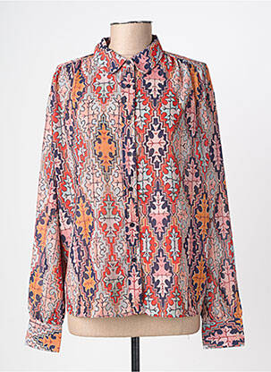 Chemisier tissage crêpe manches longues orange GEISHA femme