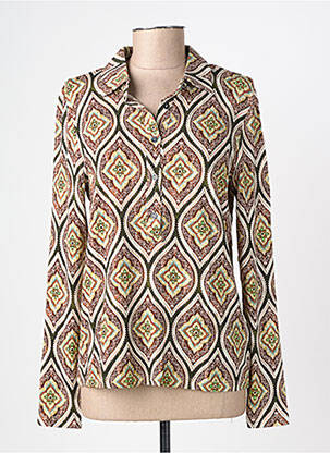 Chemisier coupe cintrée manches longues marron GEISHA femme