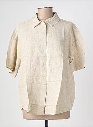 Chemisier coupe droite manches courtes beige GARCIA femme