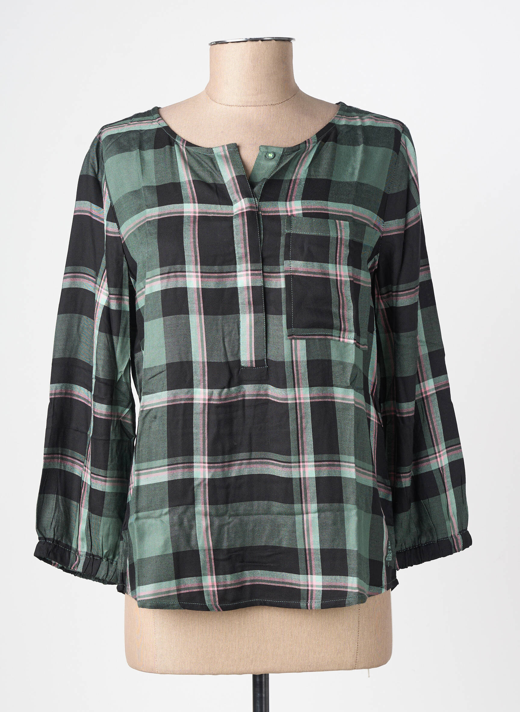 Blouse tissage popeline manches longues vert STREET ONE femme