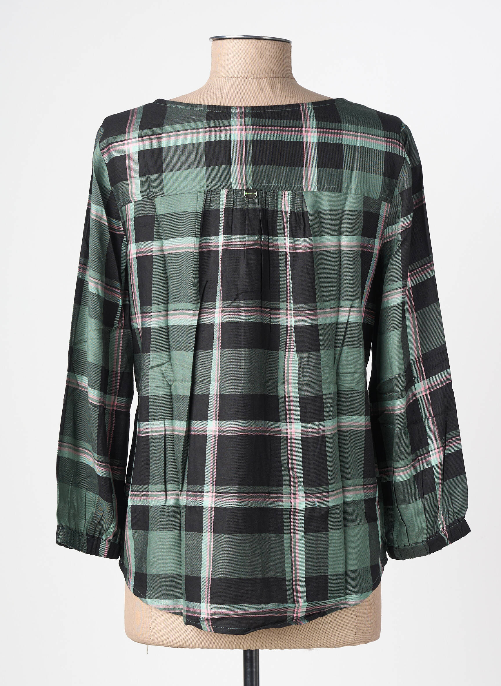 Blouse tissage popeline manches longues vert STREET ONE femme