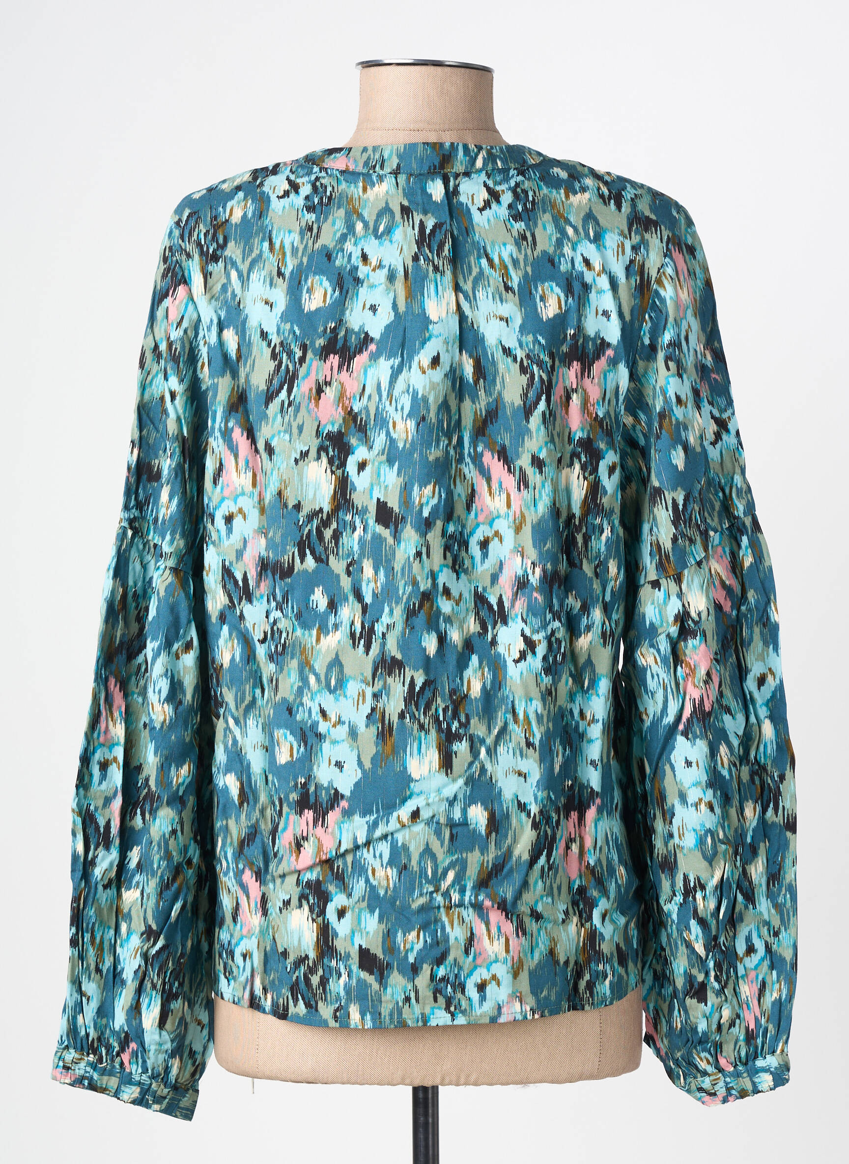 Blouse tissage popeline manches longues vert GARCIA femme
