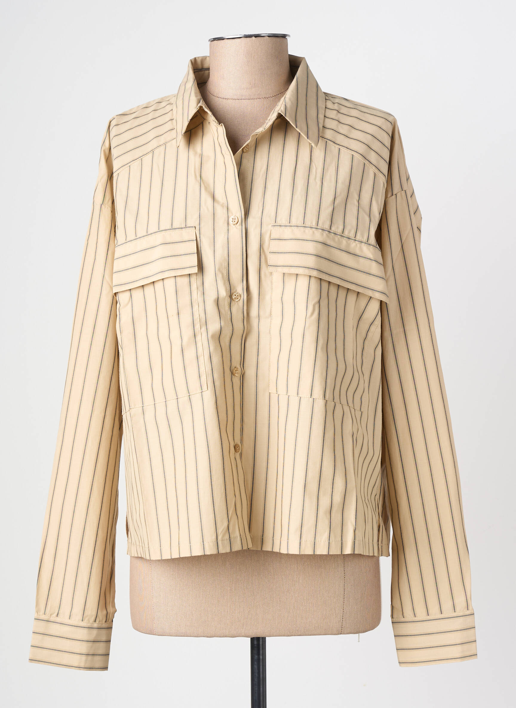 Chemisier coupe droite manches longues beige SOYACONCEPT femme