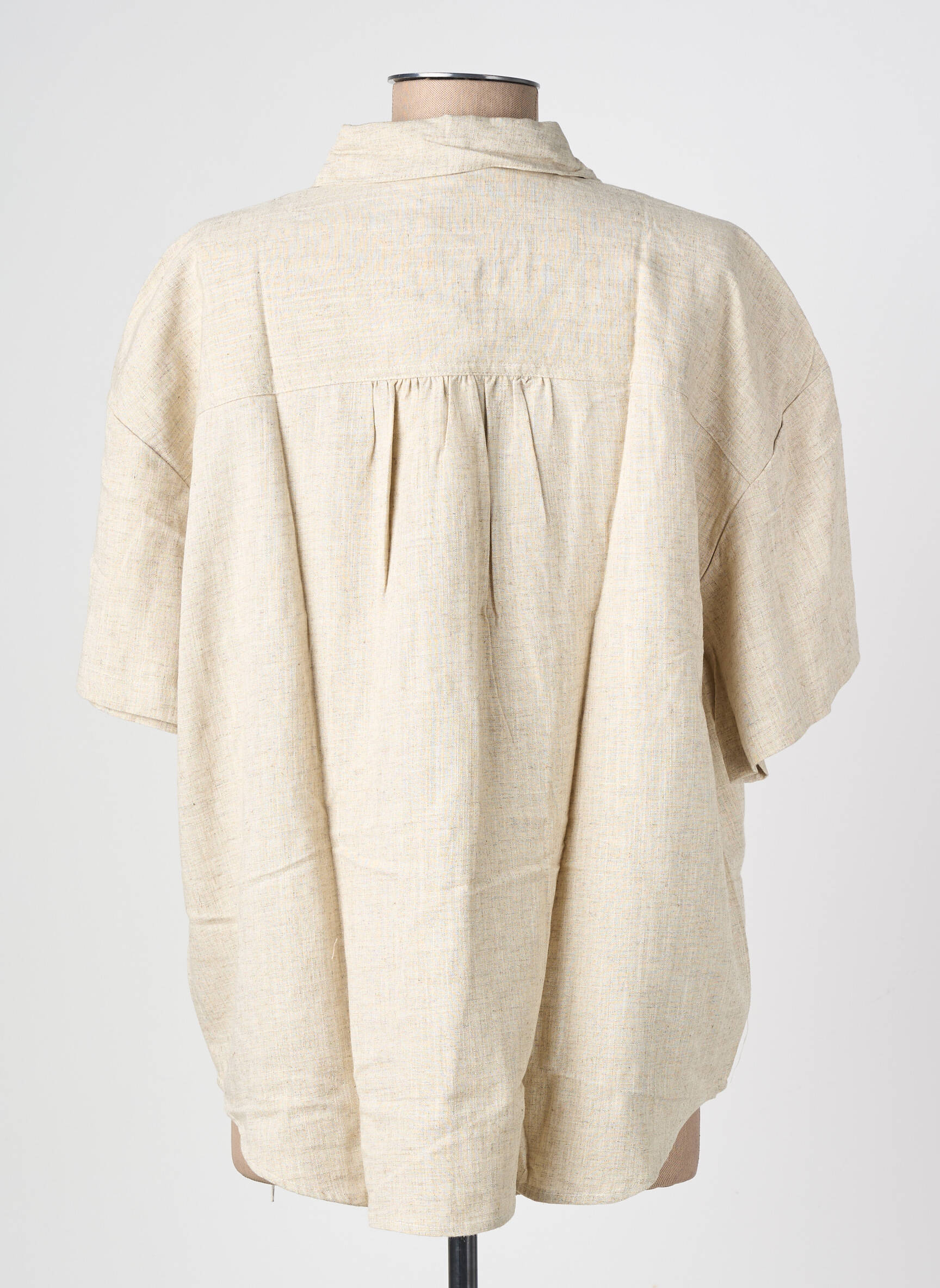 Chemisier coupe droite manches courtes beige GARCIA femme