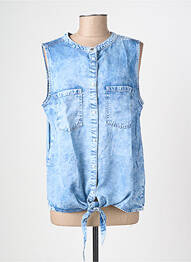 Chemisier tissage popeline manches courtes bleu STREET ONE femme