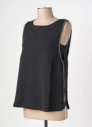 Top tissage crêpe sans manche noir GARCIA femme