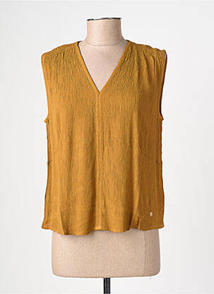 Top tissage crêpe manches courtes marron LES TROPEZIENNES PAR M.BELARBI femme