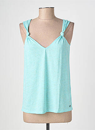 Top col v sans manche bleu GARCIA femme