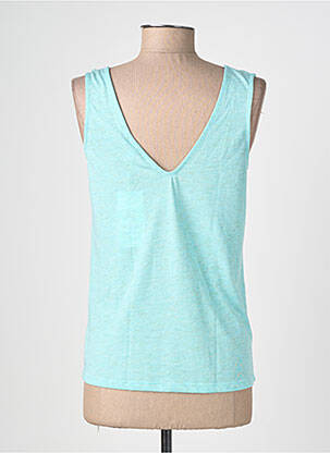Top col v sans manche bleu GARCIA femme