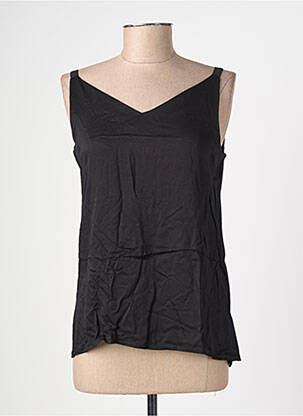 Top col v sans manche noir STREET ONE femme