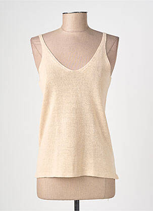 Top coupe cintrée sans manche beige GARCIA femme