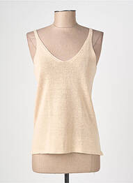 Top coupe cintrée sans manche beige GARCIA femme