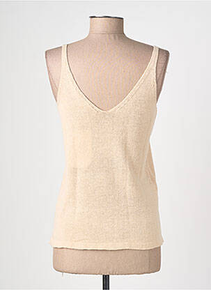 Top coupe cintrée sans manche beige GARCIA femme