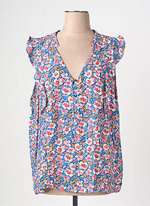 Top imprimé fantaisie manches courtes bleu GARCIA femme