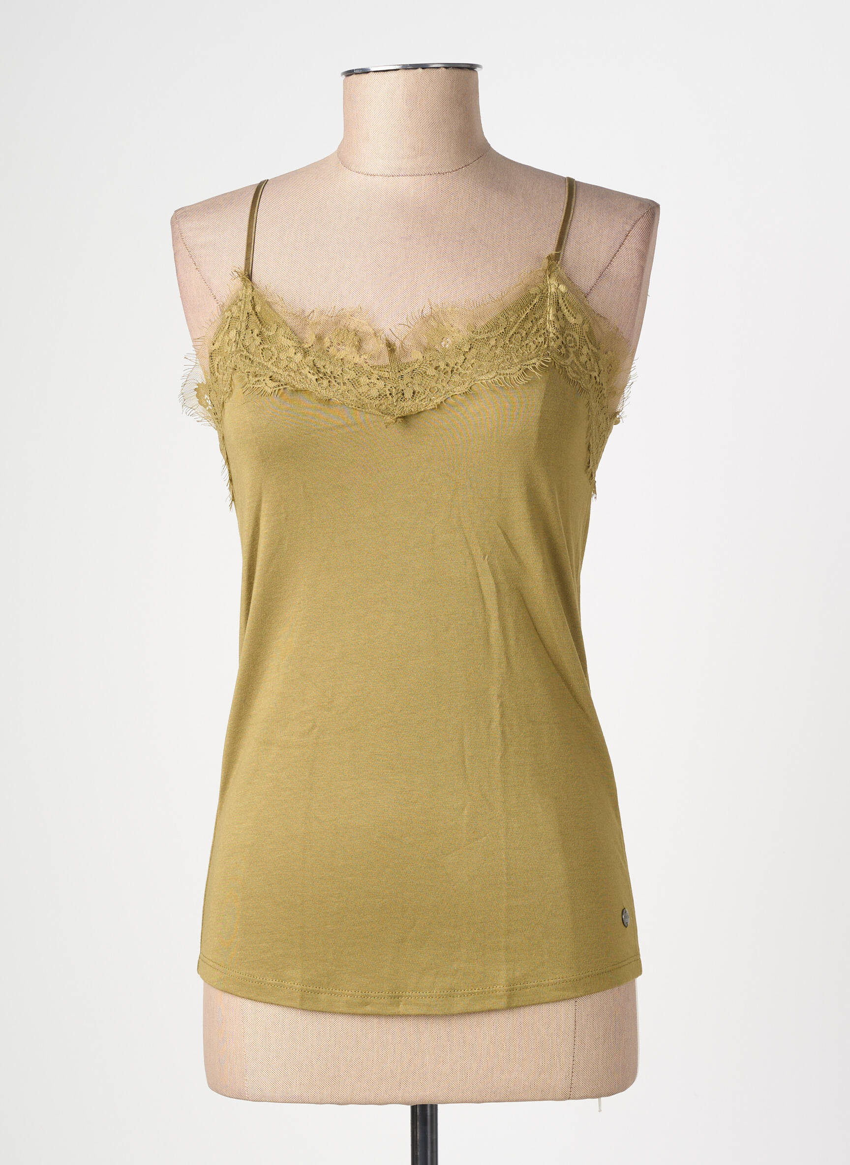 T-shirt coupe cintrée fines bretelles vert clair GARCIA femme
