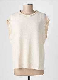 Pull coupe droite sans manche beige GEISHA femme