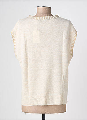 Pull coupe droite sans manche beige GEISHA femme