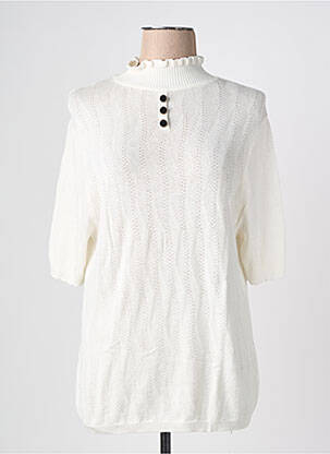 Pull coupe cintrée manches courtes blanc BREIZH ANGEL femme