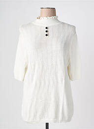Pull coupe cintrée manches courtes blanc BREIZH ANGEL femme