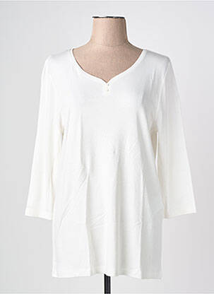 Top col v manches 3/4 blanc STREET ONE femme