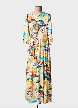 Robe longue manches courtes manches courtes jaune ALDO MARTIN'S femme